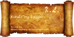 Koháry Lajos névjegykártya